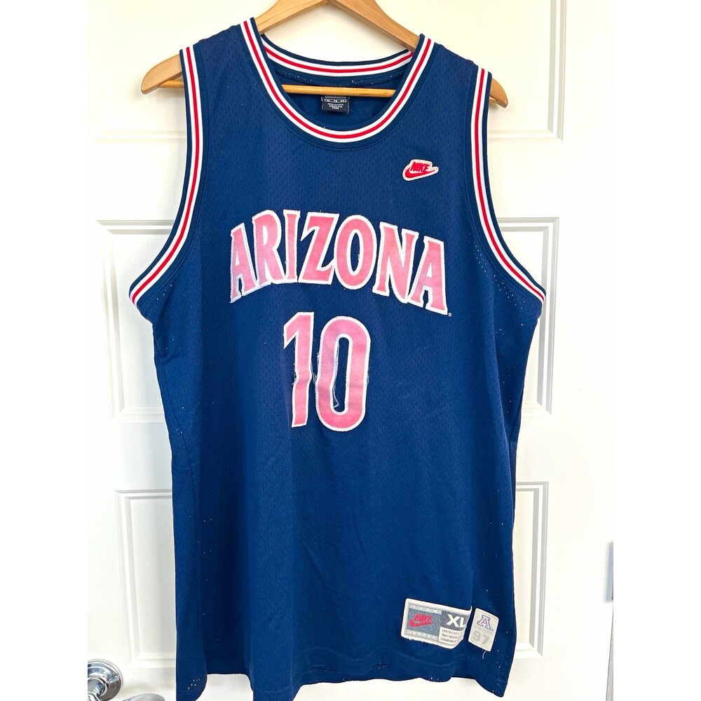 Vintage 90s Nike Arizona Wildcats Mike Bibby #10 Jersey Navy Blue Men's XL 1997